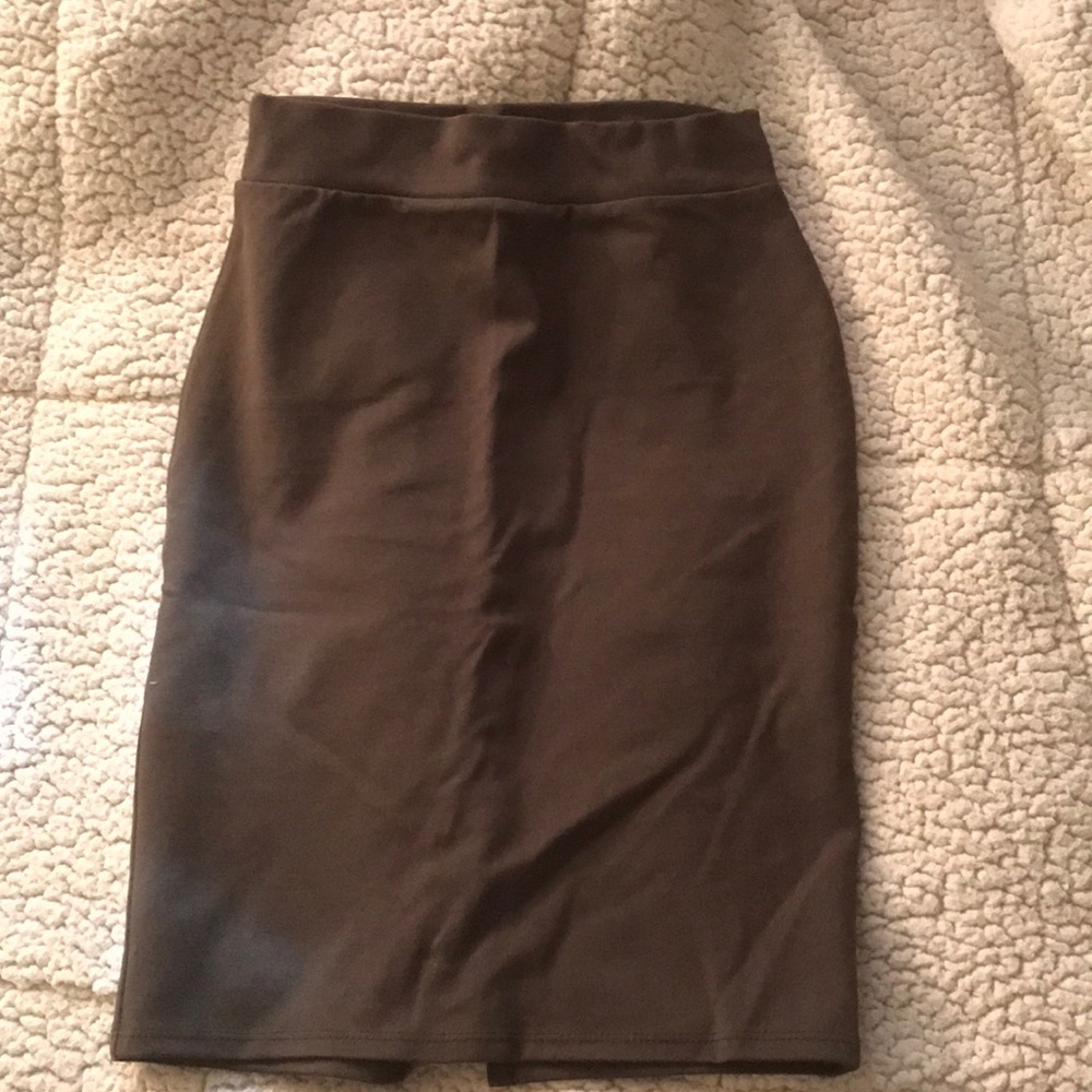 Olive green pencil skirt